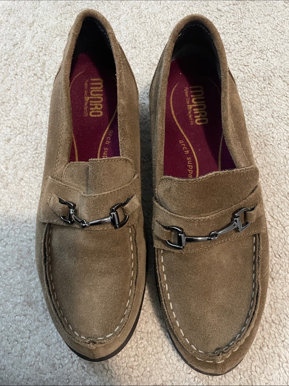 Munro Tan Suede Bit Loafers